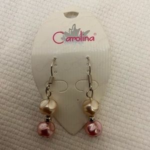 Carolina Faux Pearl Wire Pierced Earrings NWT
